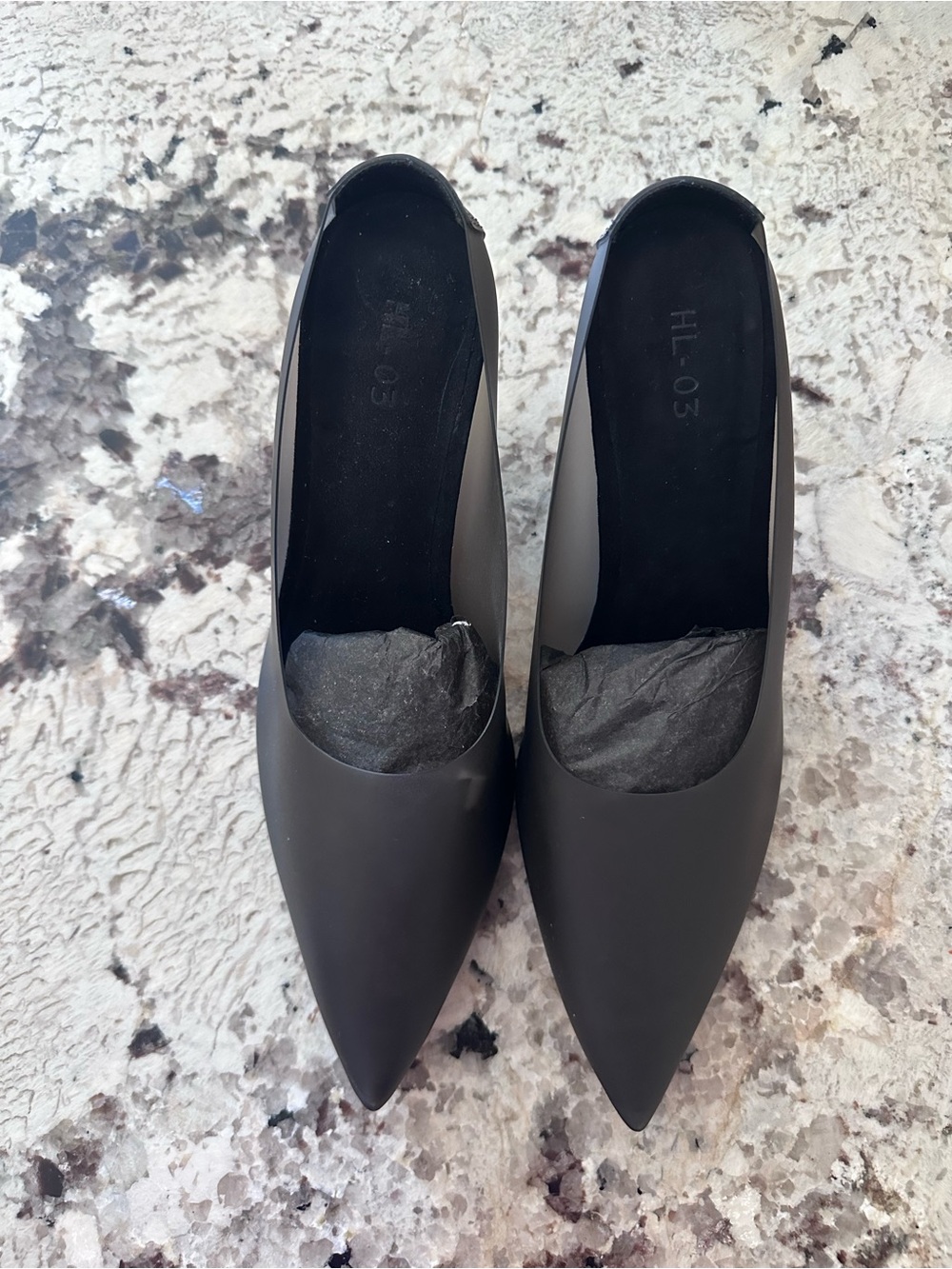 Yeezy Matte Black Pointed Toe Flats